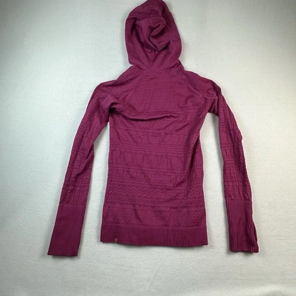 Lululemon Shirt Womens Size 2 Red Textured REST LESS Hoodie Running Gym Top - Picture 5 of 8